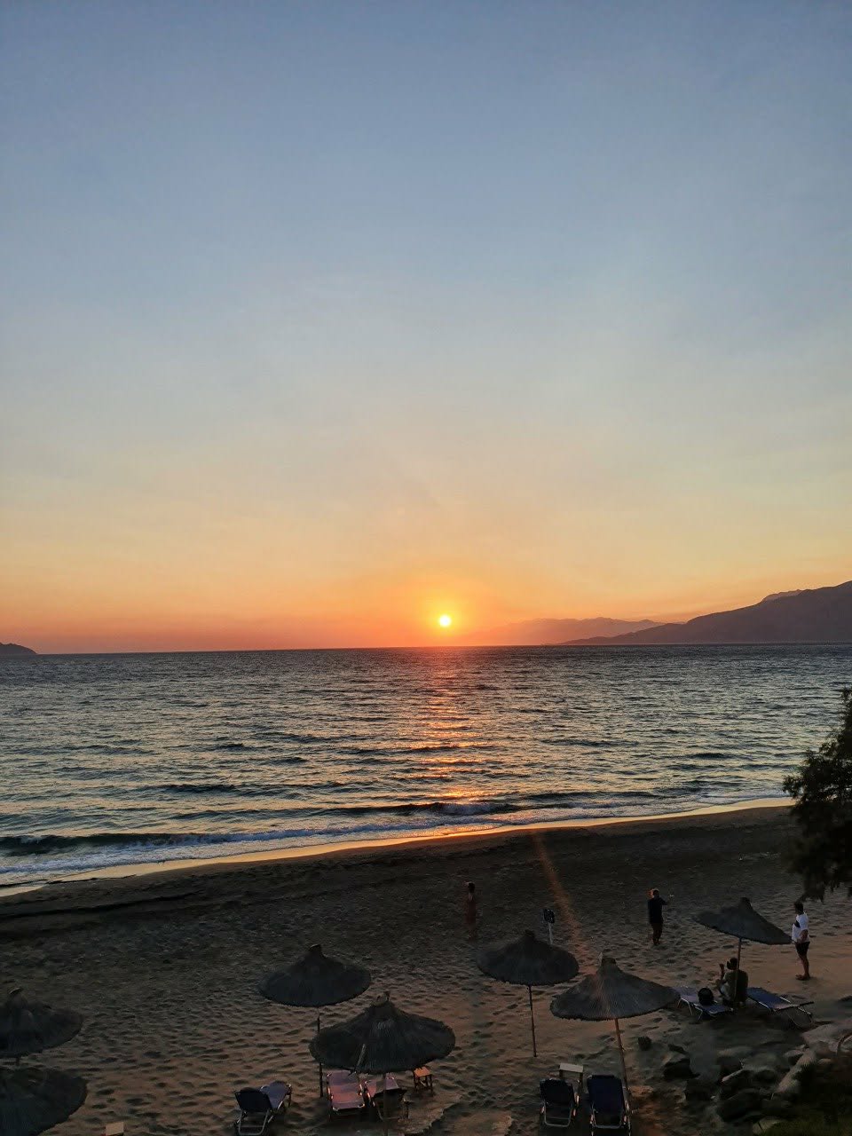 Sunset at Kalamaki Beach near Kamilari in southern Crete